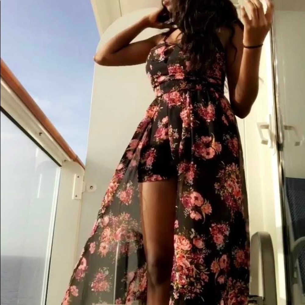 Floral Romper Maxi Dress